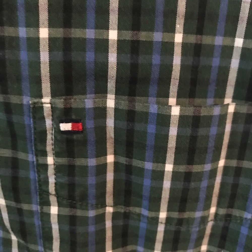 Mens Tommy Hilfiger like new green, blue, beige   Long sleeved shirt in Xl - Picture 2 of 4
